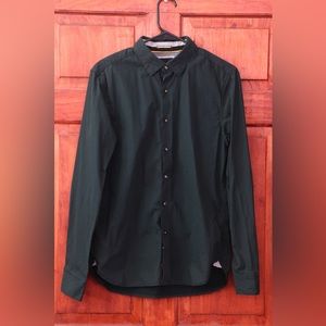 Dark Green Long Sleeve Denim & Flower Men’s Button Down Size M